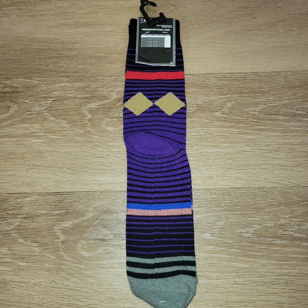 Odd Sox Casual Purple Striped Crew Socks New